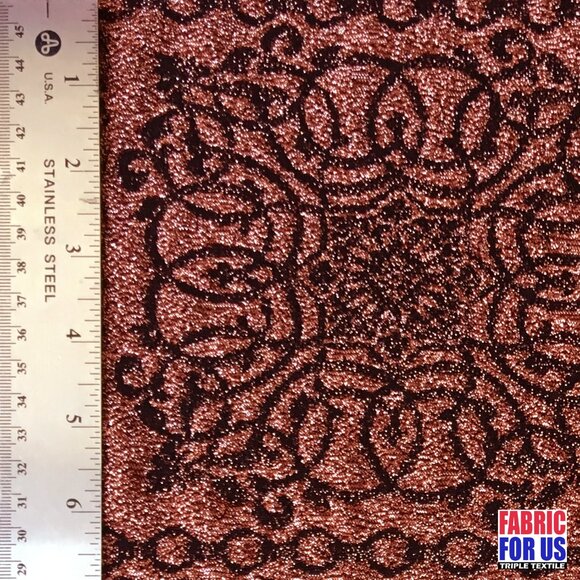 Bronze Persian-Design Knit Glitter Stretch Fabric 56/58" Wide - Picture 3 of 3